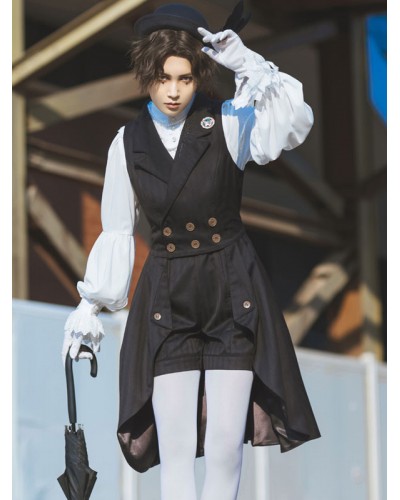 Lolita Coats Black Overcoat Polyester Lolita Outwears Steampunk Gothic Spring Summer Fall Winter