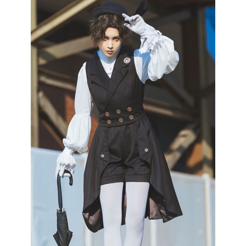 Lolita Coats Black Overcoat Polyester Lolita Outwears Steampunk Gothic Spring Summer Fall Winter