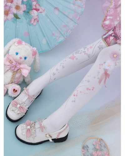 Chinese Style Lolita Stocking White Flowers Accessory Polyester Lace Lolita Accessories Sweet Chinese Style