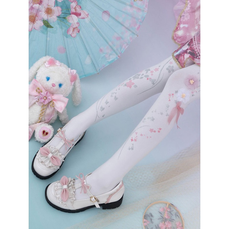 Chinese Style Lolita Stocking White Flowers Accessory Polyester Lace Lolita Accessories Sweet Chinese Style