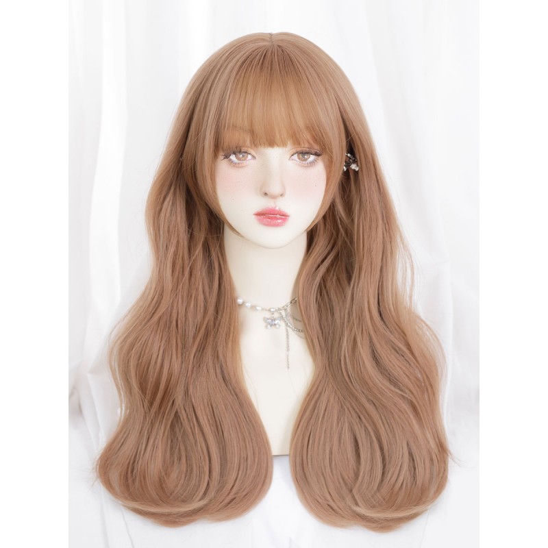 Lolita Wig Champagne Long Heat-resistant Fiber Tousled Lolita Accessories Sweet Daily Casual Tea Party