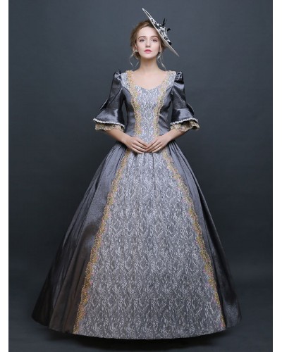 Women's Retro Costume Gray Victorian Satin Ball Gown Princess Costume Carnival Baroque Halloween Holiday Pageant