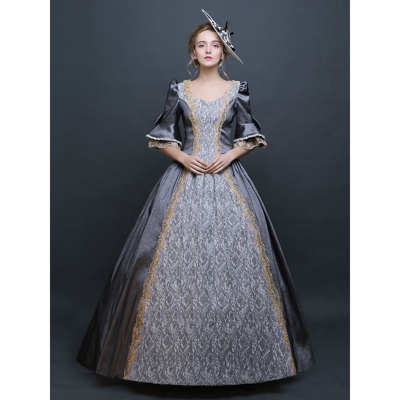 Women's Retro Costume Gray Victorian Satin Ball Gown Princess Costume Carnival Baroque Halloween Holiday Pageant