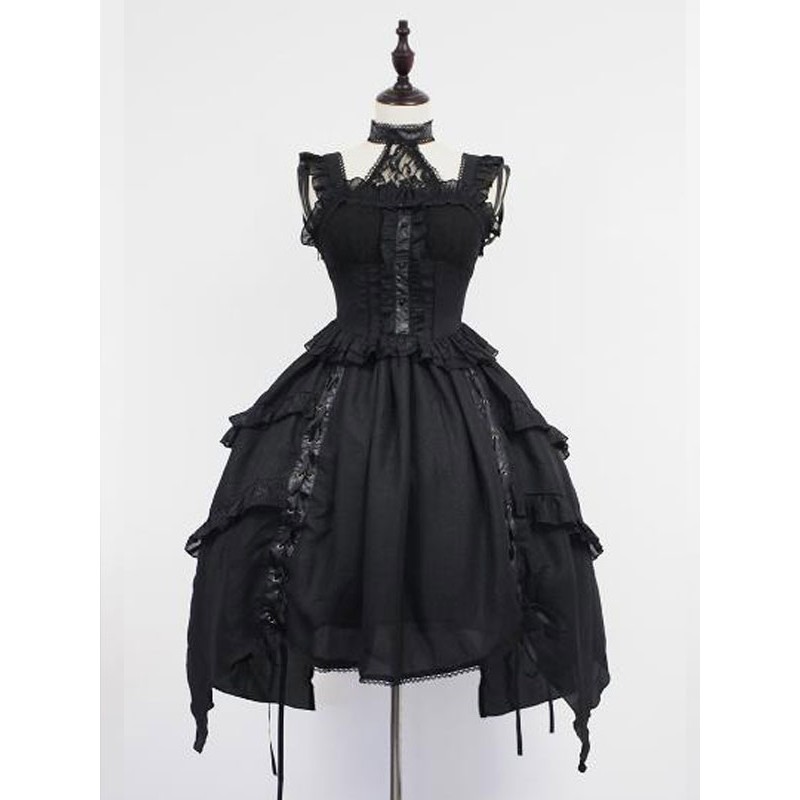 Gothic Lolita JSK Dress Lace Frill Lolita Jumper Skirts