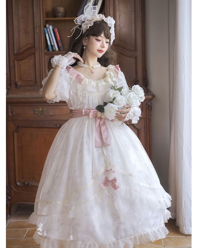 Sweet Lolita Dress Polyester Short Sleeves Dress