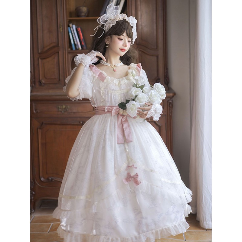 Sweet Lolita Dress Polyester Short Sleeves Dress