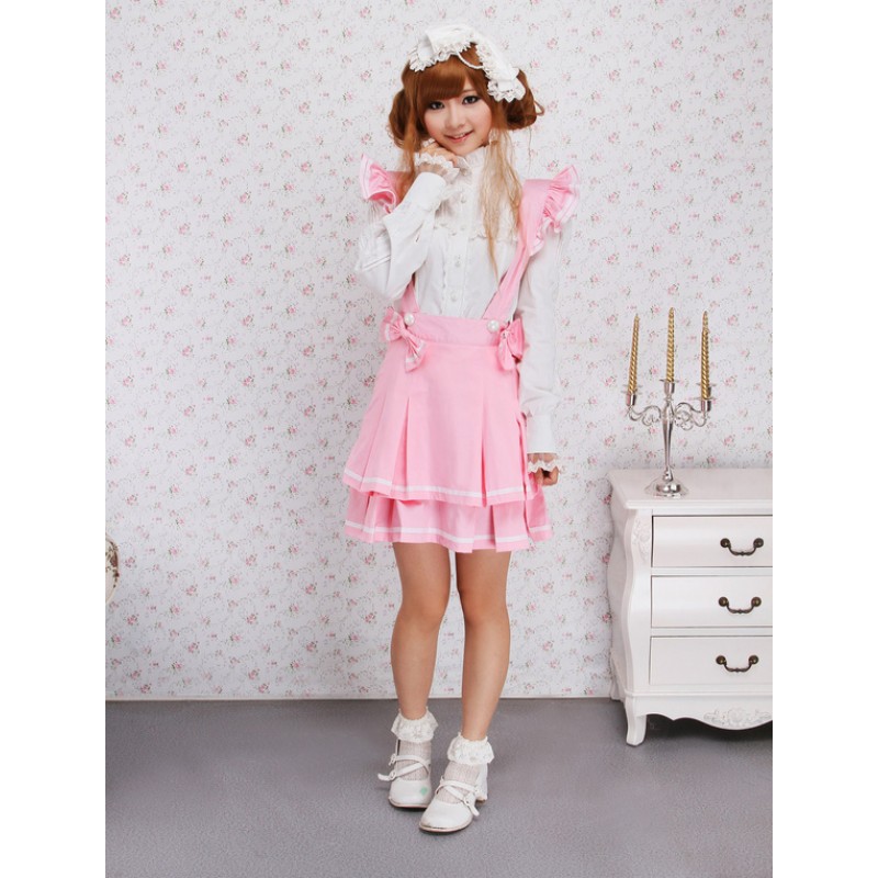 Pink Cotton Multi Layer Lolita Skirt Sweet Spring Daily Casual