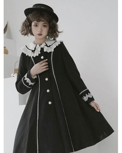 Lolita Coats Teal Coat Ruffles Bows Overcoat Polyester Lolita Outwears Sweet Spring Fall Winter