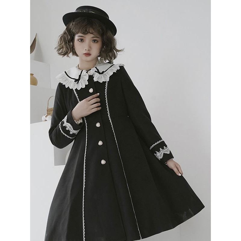 Lolita Coats Teal Coat Ruffles Bows Overcoat Polyester Lolita Outwears Sweet Spring Fall Winter