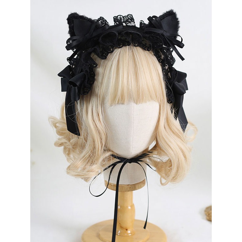 Lolita Accessories Burgundy Bows Lace Ruffles Polyester Accessory Miscellaneous Gothic