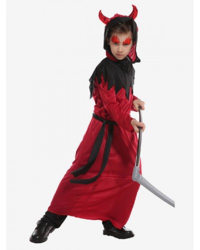 Halloween Death Costumes For Kids Red Polyester Fiber Polyester Sash Clothes Holiday Costume Jumpsuit