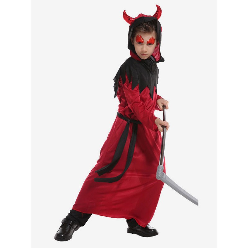 Halloween Death Costumes For Kids Red Polyester Fiber Polyester Sash Clothes Holiday Costume Jumpsuit