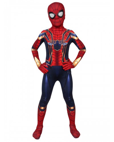 Spider-Man Homecoming Iron Spider Kids Cosplay Red Lycra Spandex Marvel Comics Cosplay Costumes Catsuits  Zentai