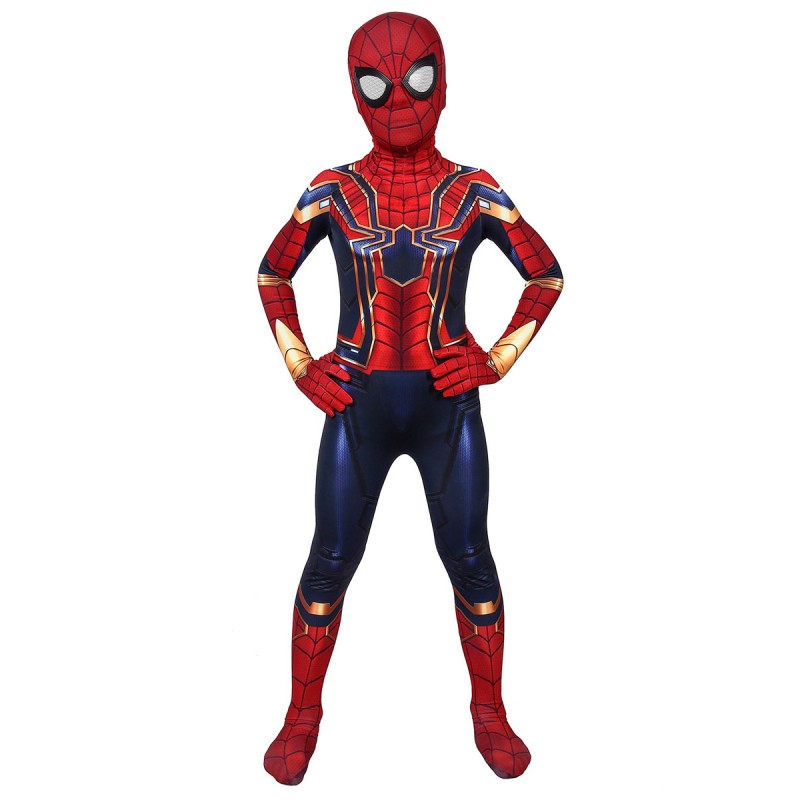 Spider-Man Homecoming Iron Spider Kids Cosplay Red Lycra Spandex Marvel Comics Cosplay Costumes Catsuits  Zentai