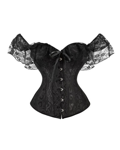 Black V-Neck Sexy Lace-up Lace Printed Woman's Corset For Women Indoor