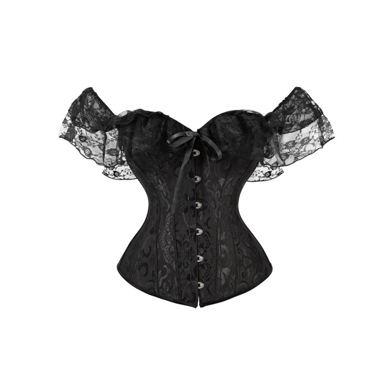 Black V-Neck Sexy Lace-up Lace Printed Woman's Corset For Women Indoor