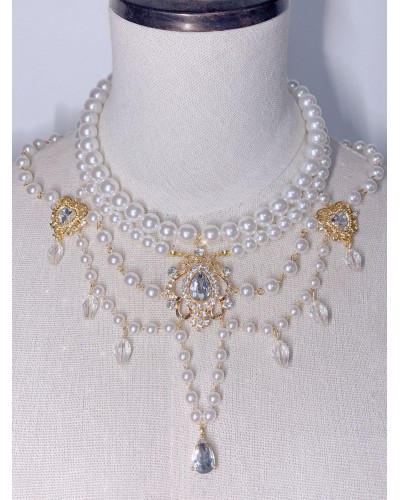 Lolita Accessories White Pearls Accessory Miscellaneous Necklace Sweet ROCOCO Daily Casual Tea Party