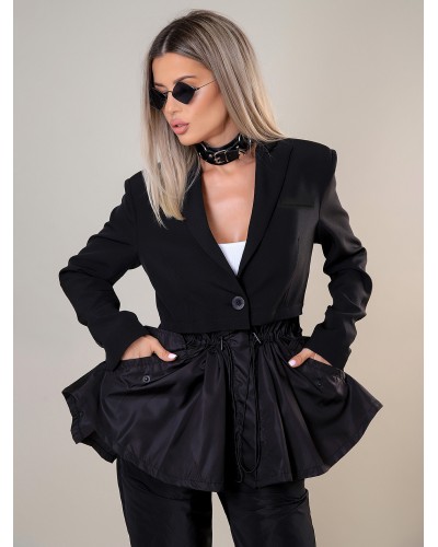 Women Blazer Jacket Black Turndown Collar Long Sleeves Outerwear Tailored Jacket Spring Fall Street Wear Daily Casual Field