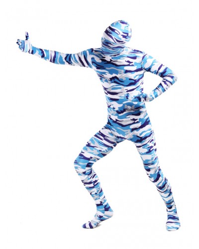 Unisex Morph Suit Blue Camouflage Lycra Spandex Zentai Suit Full Body Suit