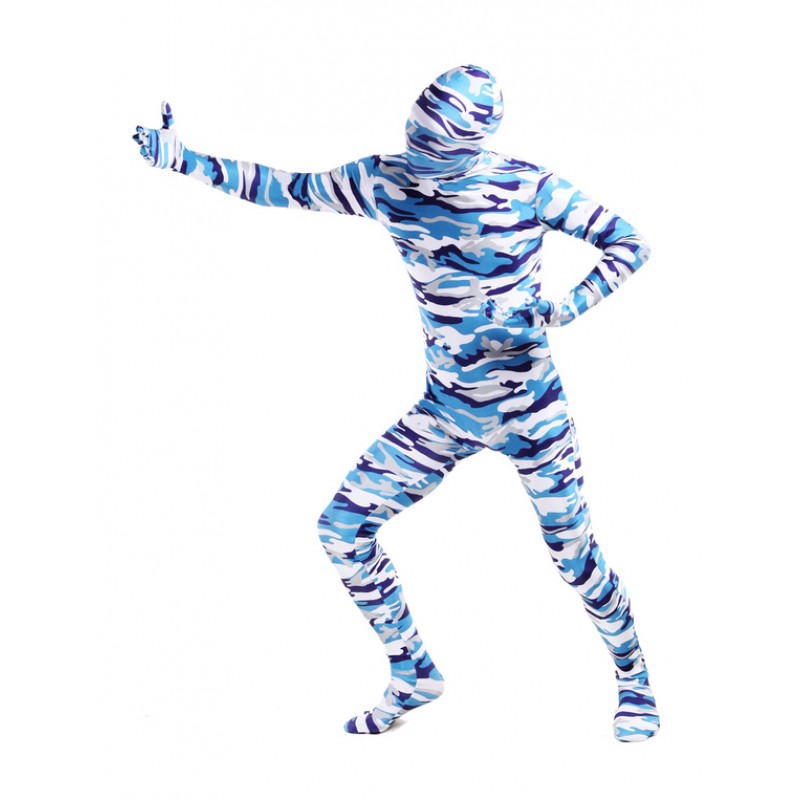 Unisex Morph Suit Blue Camouflage Lycra Spandex Zentai Suit Full Body Suit