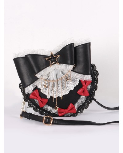 Lolita Bag PU Leather PearlsBows Lace Bow PU Leather Cross-body Bag Dark Navy Lolita Accessories Cross-body Bag Daily Casual Tea Party