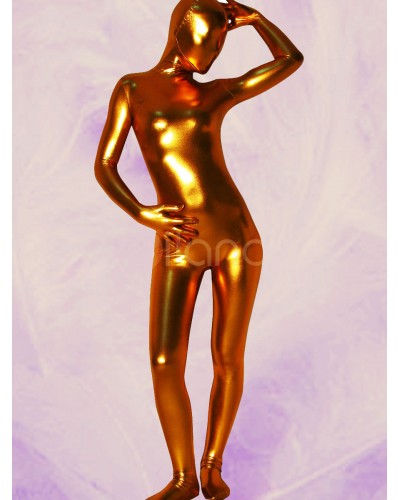 Unisex Halloween Golden Shiny Metallic Zentai Suit Solid