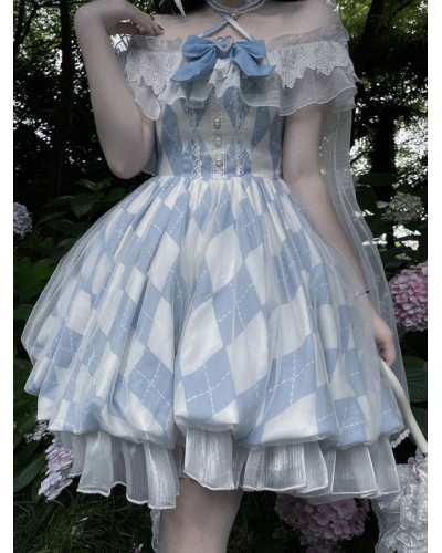 Sweet Lolita Dress Alice Polyester Short Sleeves Sweet Dress