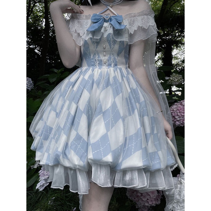 Sweet Lolita Dress Alice Polyester Short Sleeves Sweet Dress