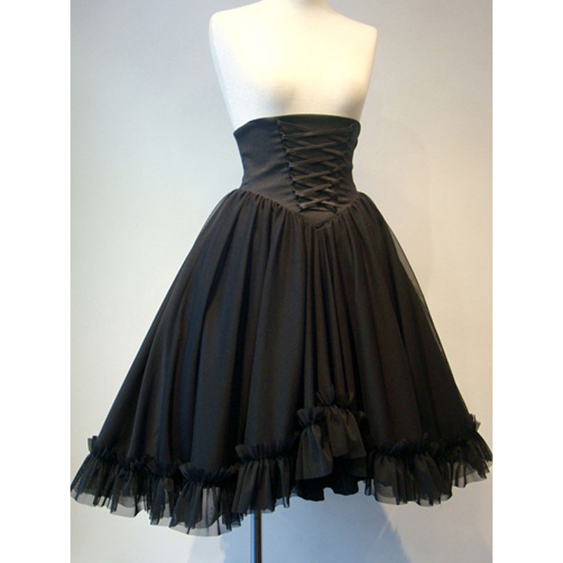 Lolita SK Black Lace Up Lolita Skirts Gothic Spring Summer Fall Winter