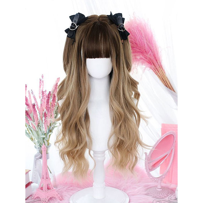 Style Lolita Wig Coffee Brown Long Heat-resistant Fiber Lolita Accessories Sweet Harajuku Fashion ROCOCO Daily Casual Tea Party