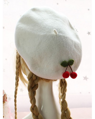 Sweet Lolita Beret Cherry Wool Lolita Hat Accessories Daily Casual Tea Party