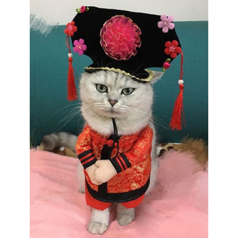 Cat Costume Satin Chinese Princess Theme Tassel Red Stand On Prank Costume In 2 Pieces Halloween Street Wear Night Out Indoor Performance