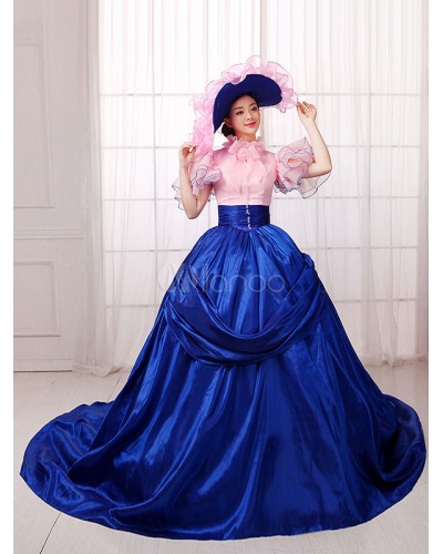 Women's Vintage Costume Victorian Royal Ball Gown Royal Blue Dress ROCOCO Halloween Holiday Pageant