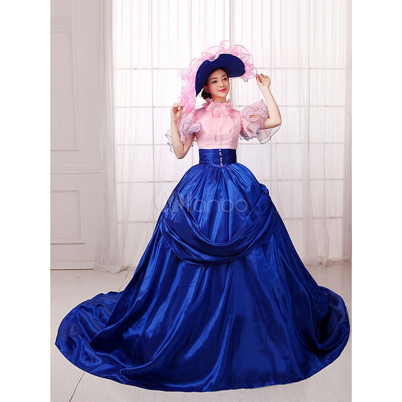 Women's Vintage Costume Victorian Royal Ball Gown Royal Blue Dress ROCOCO Halloween Holiday Pageant