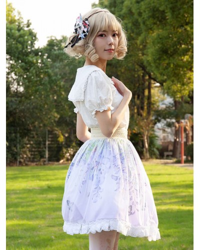 Sweet Lolita SK Floral Print As Image Ruffles Lolita Skirts