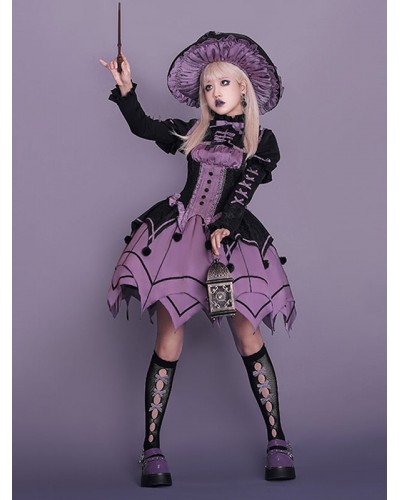 Lolita Outfits Purple Jacquard Bows Lace Long Sleeves Top Gothic