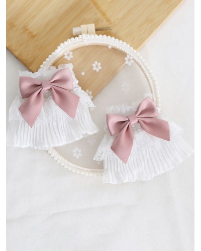 Lolita Pink Bows Oversleeves Polyester Fiber Miscellaneous Accessories Sweet ROCOCO Daily Casual Tea Party