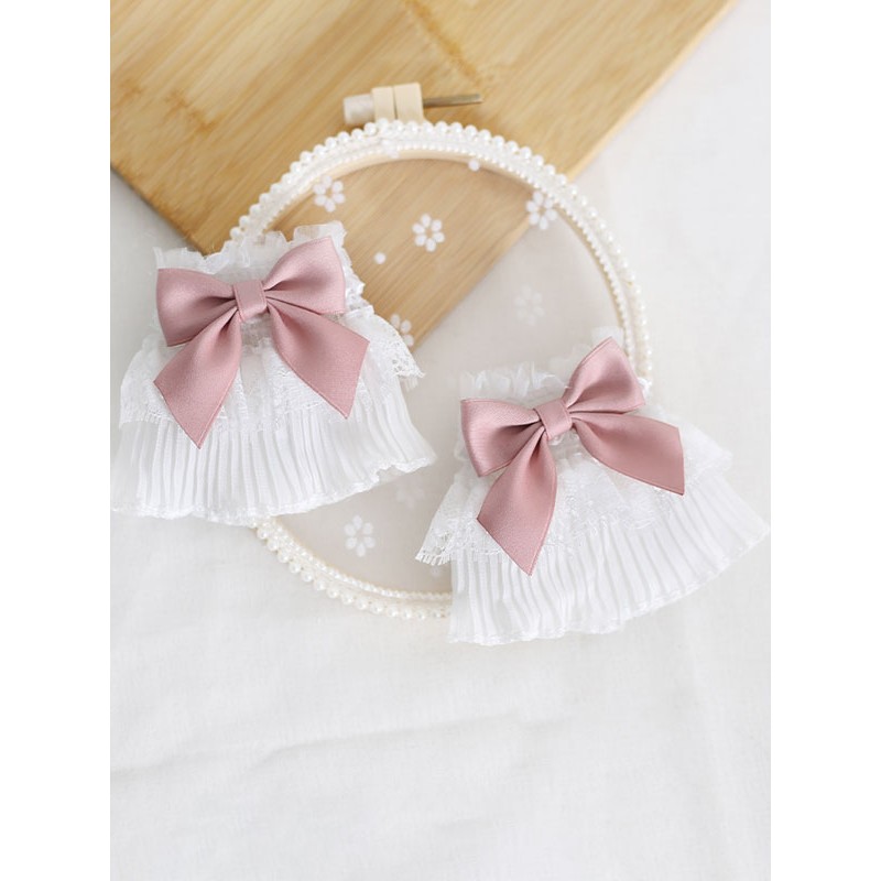 Lolita Pink Bows Oversleeves Polyester Fiber Miscellaneous Accessories Sweet ROCOCO Daily Casual Tea Party