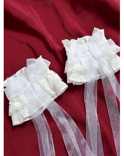 Style Lolita Accessories White Lace Bows Polyester Fiber Oversleeves Lace Miscellaneous Sweet ROCOCO