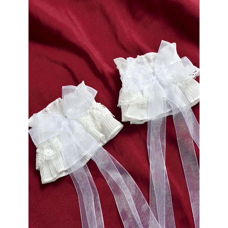 Style Lolita Accessories White Lace Bows Polyester Fiber Oversleeves Lace Miscellaneous Sweet ROCOCO