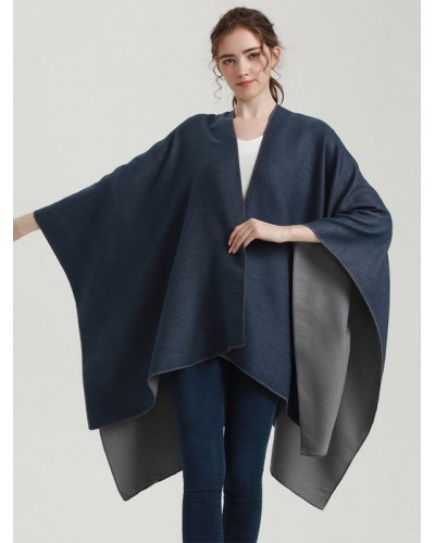 Women Cape Color Block Oversized Poncho Poncho  Cape Fall Winter Street Wear Daily Casual