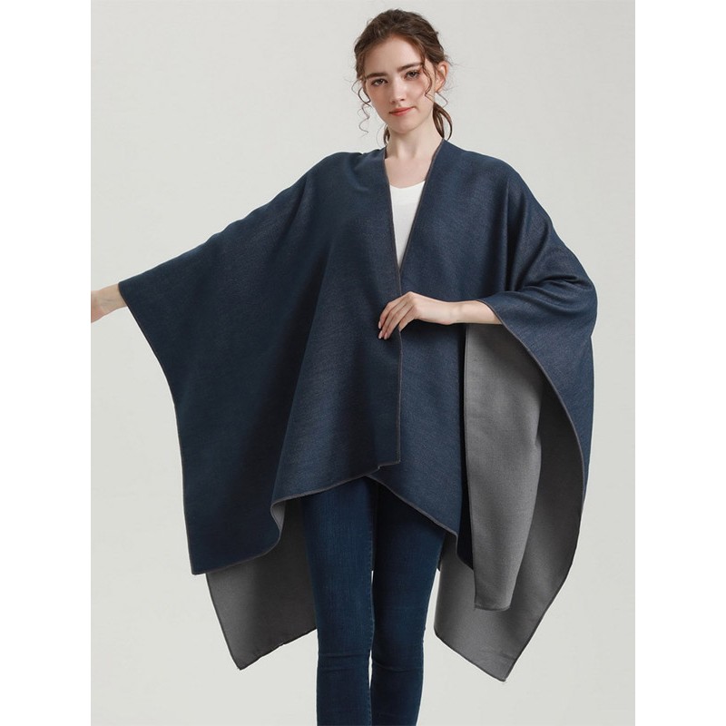 Women Cape Color Block Oversized Poncho Poncho  Cape Fall Winter Street Wear Daily Casual