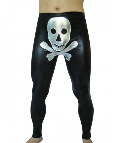 Black Silver Skeleton Spandex Lycra Pants