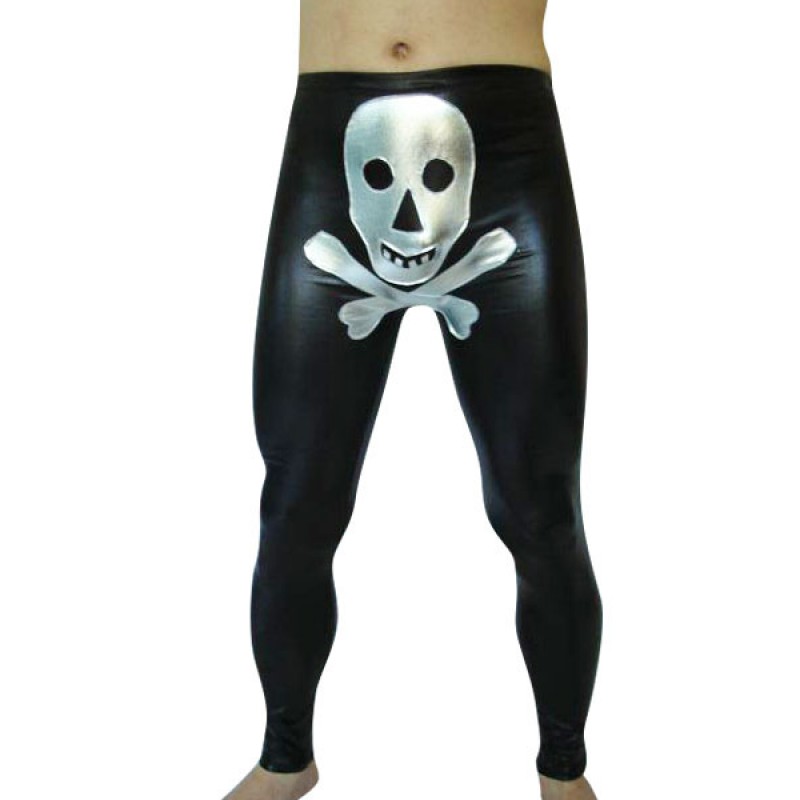 Black Silver Skeleton Spandex Lycra Pants