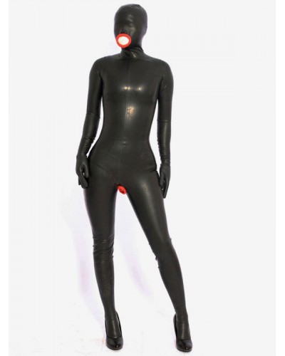 Unisex Sexy Latex Catsuits Halloween Black Full Bodysuit Gimp Suit