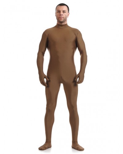 Coffee Brown Morph Suit Adults Bodysuit Lycra Spandex Catsuit For Men