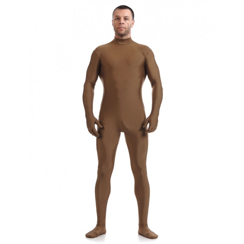 Coffee Brown Morph Suit Adults Bodysuit Lycra Spandex Catsuit For Men