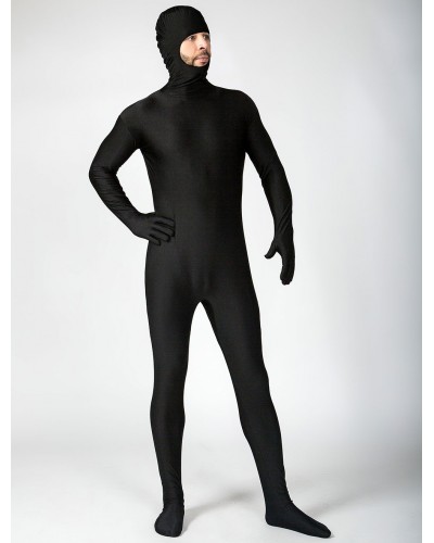 Unisex Morph Suit Black Lycra Spandex Fabric Catsuit With Face Opened Men's Body Suit