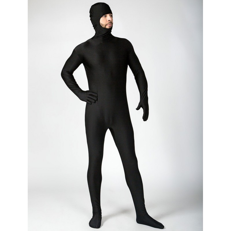 Unisex Morph Suit Black Lycra Spandex Fabric Catsuit With Face Opened Men's Body Suit