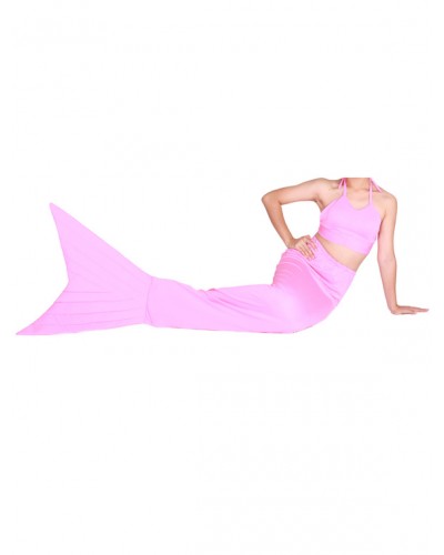 Unisex Halloween Light Pink Lycra Spandex Tail Mermaid Animal Zentai Halloween